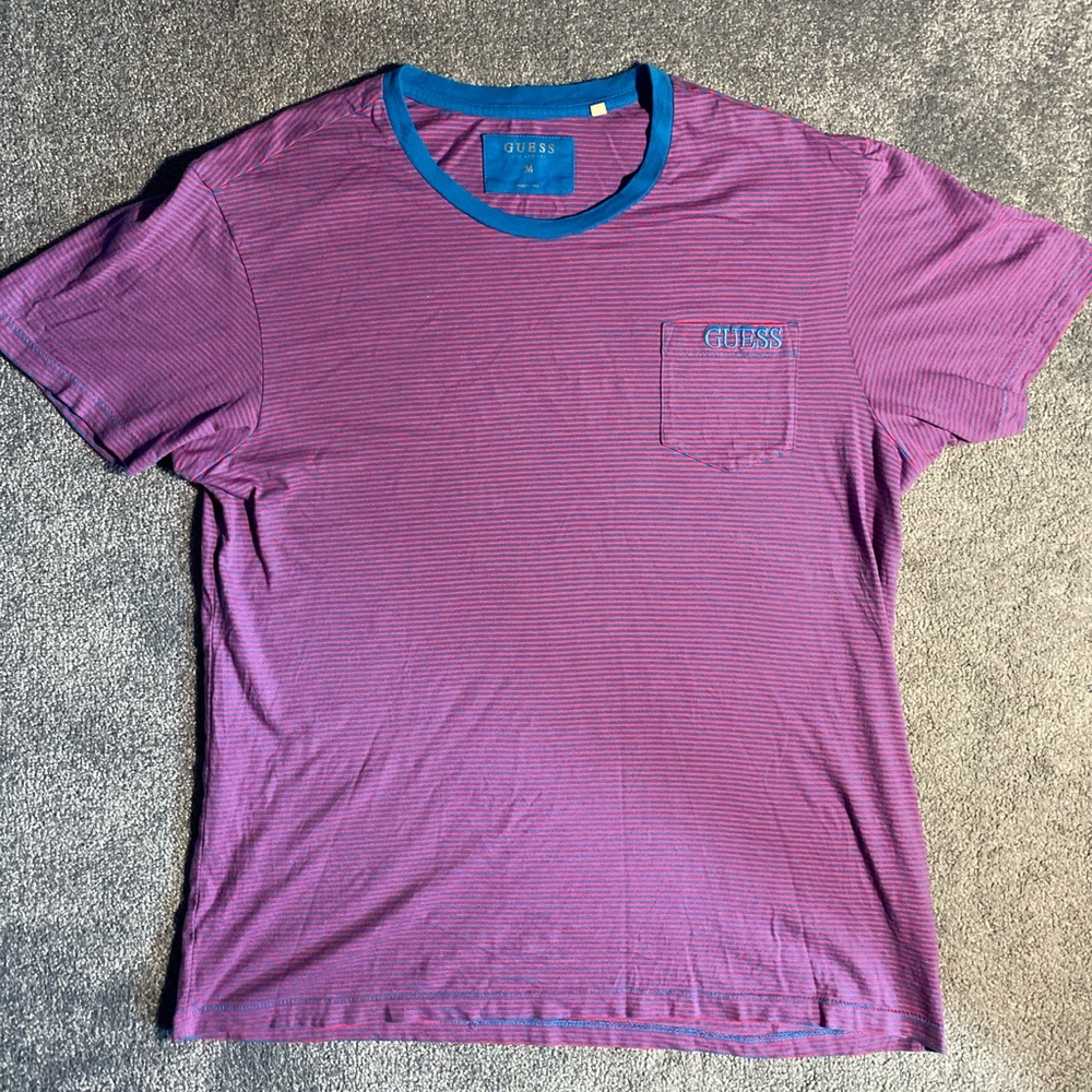 Vintage Guess Los Angeles Men’s T Shirt Size Medium Multicolor Vertical Stripes